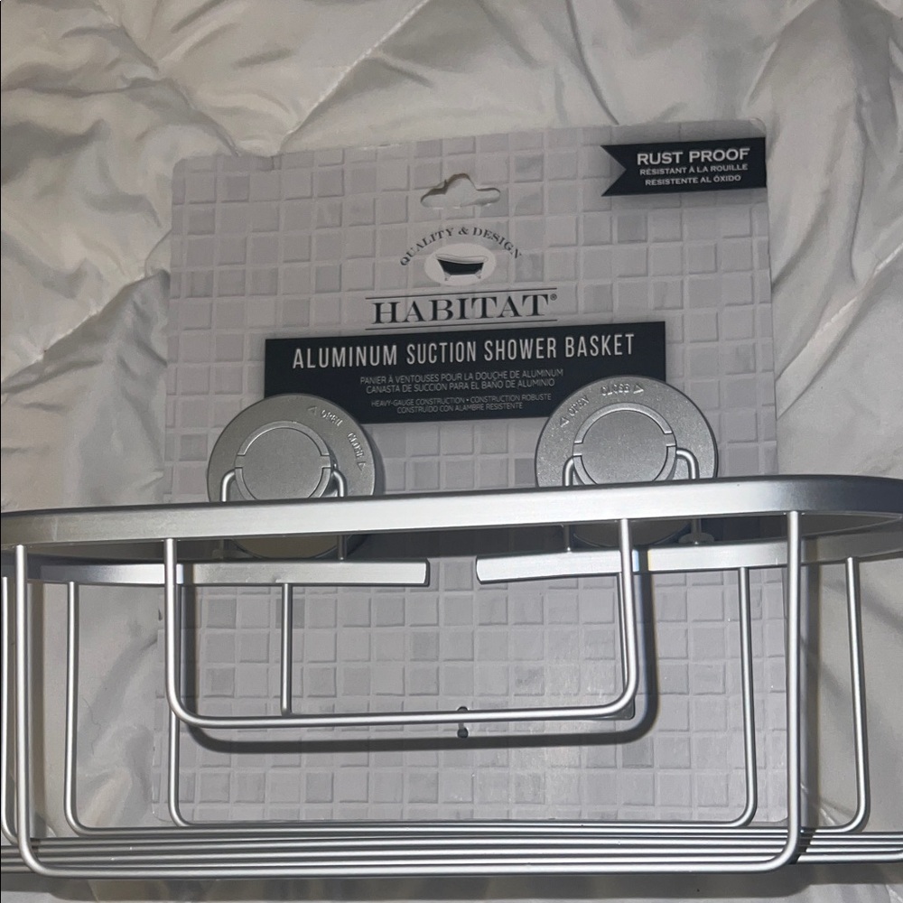 Habitat Silver Aluminum Suction Shower Basket